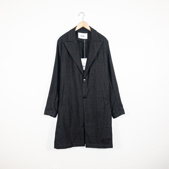 Sefr $450 Zeke Twill Coat in Gray Lightweight Poly wool size Large NWT - Picture 2 of 12